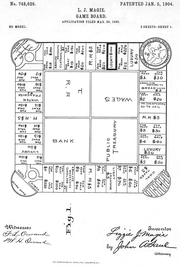 Plan du tout premier Monopoly